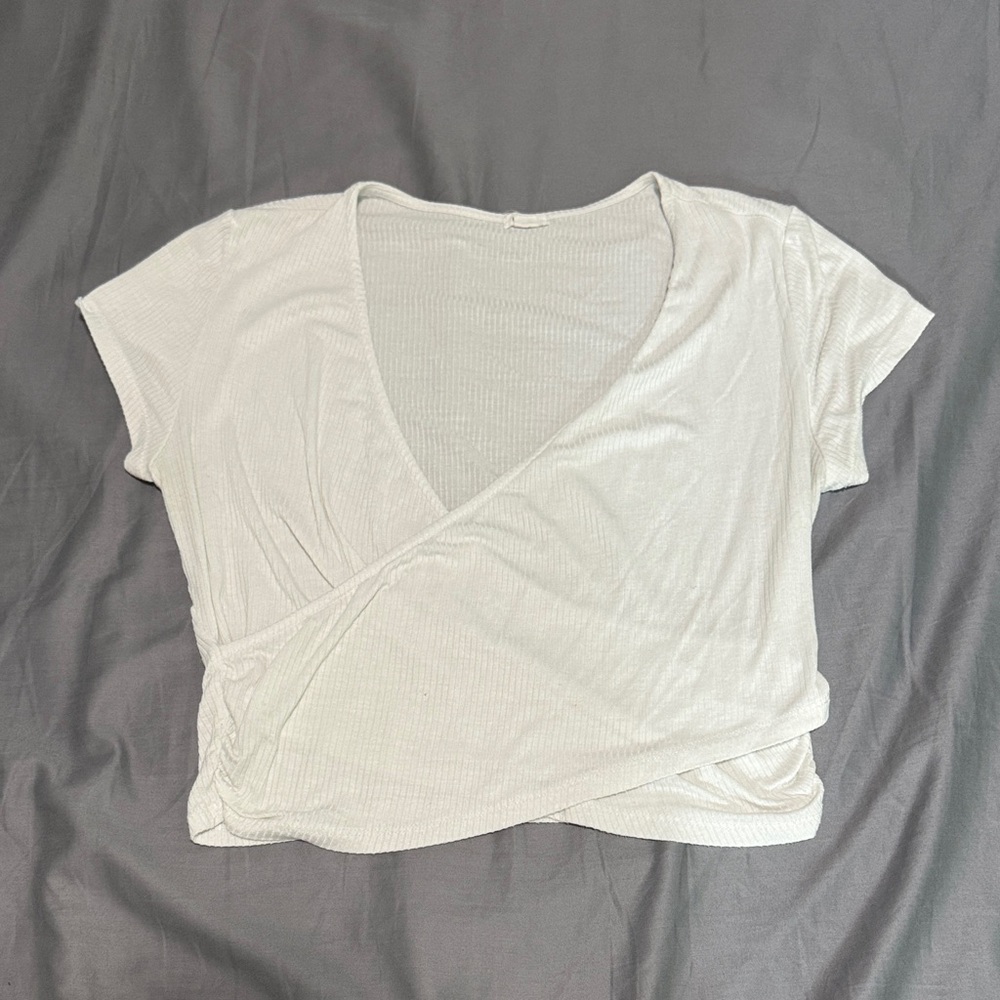 Garage White Wrap Crop Top